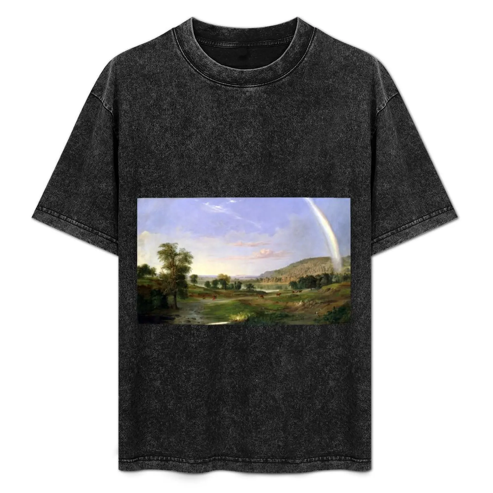

Robert S. Duncanson Landscape with Rainbow T-Shirt Casual Loose Fit Short Sleeve T-Shirt