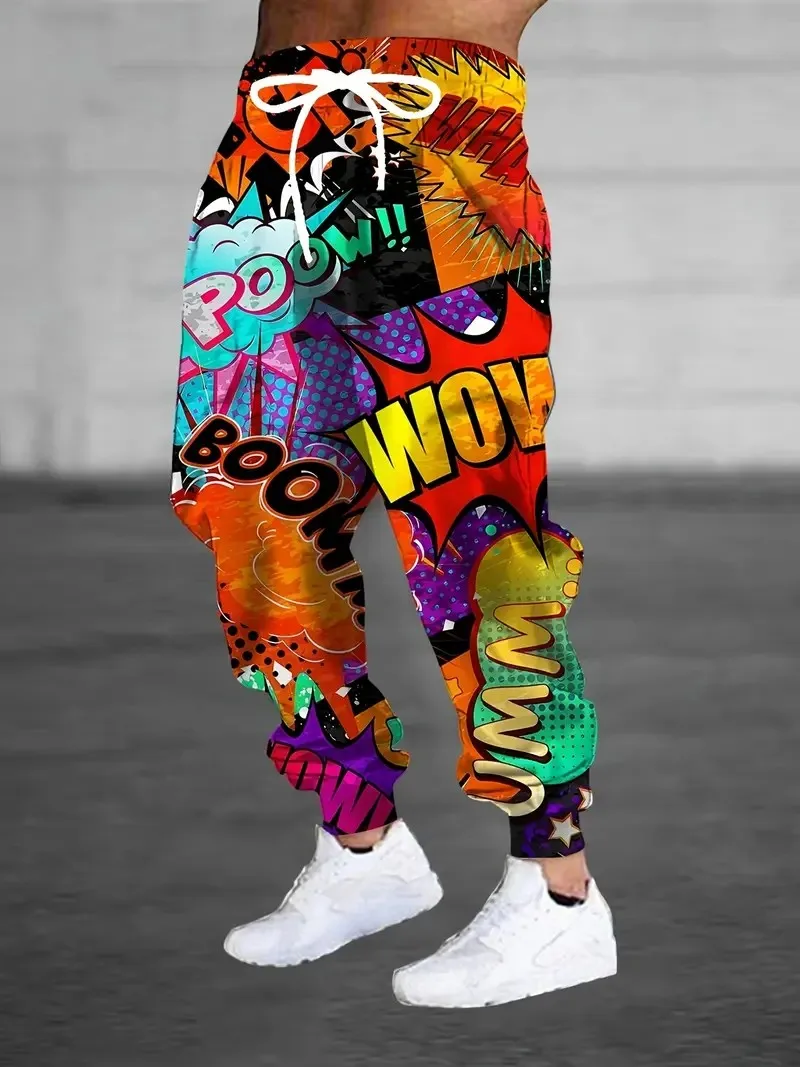 السراويل الرجالية الجديدة لربيع وخريف 2025 تتميز بالشارع كاجوال عصري ومريح بطباعة حروف ثلاثية الأبعاد