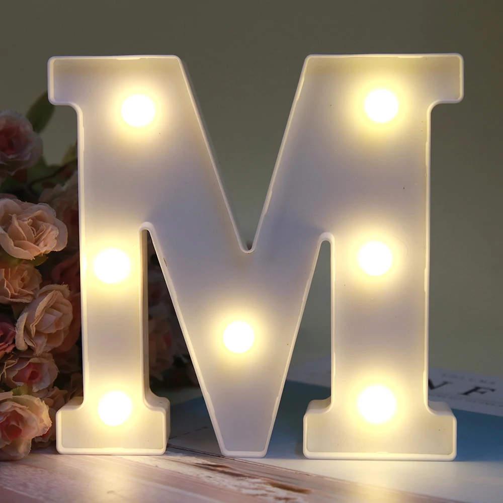 Decorative Letters Alphabet Letter LED Lights Luminous Number Lamp Decoration Battery Night Light Party Baby Bedroom Decoration