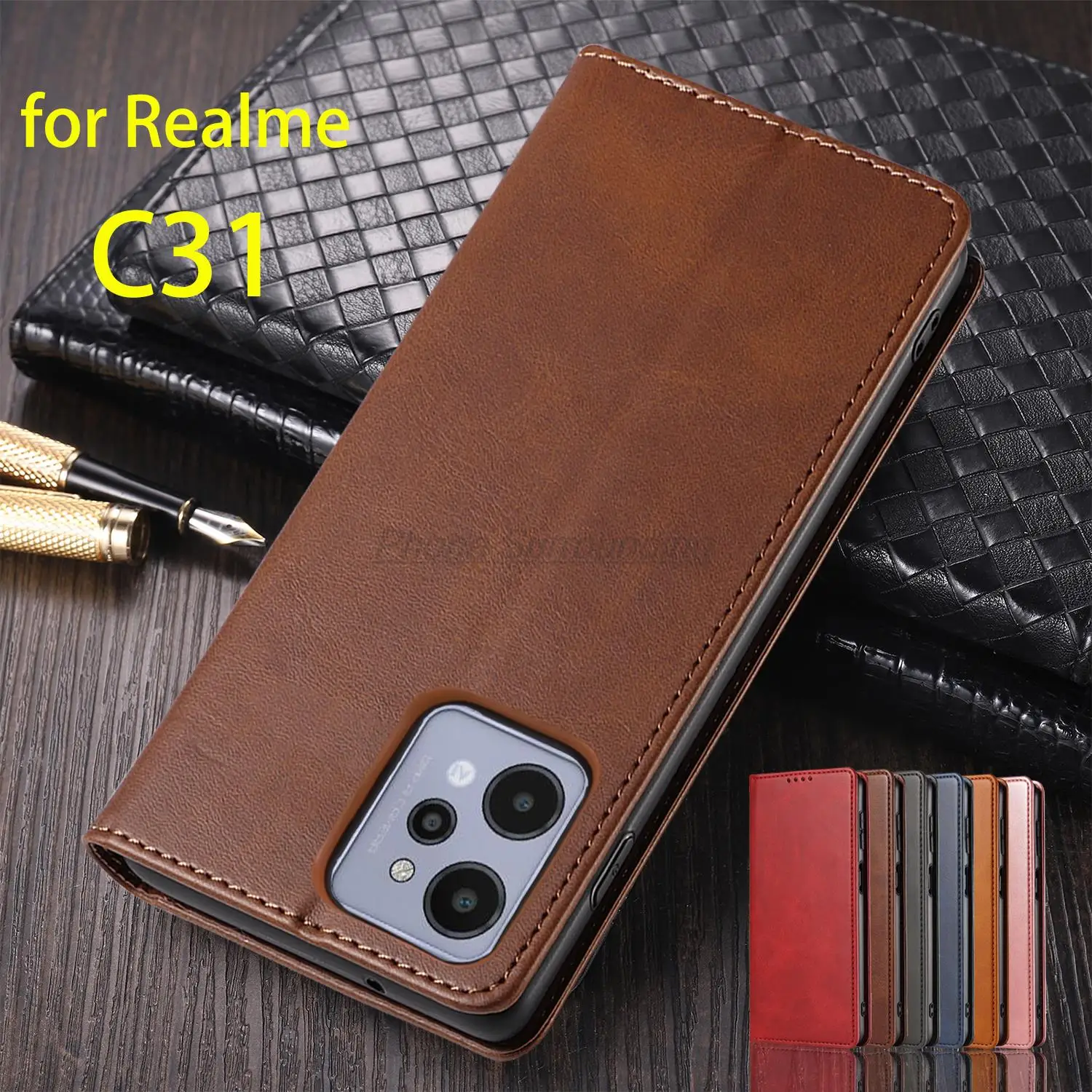 Magnetic Attraction Cover Leather Case for OPPO Realme C31 Card Holder Holster Phone Bags Wallet Flip Case Fundas Coque