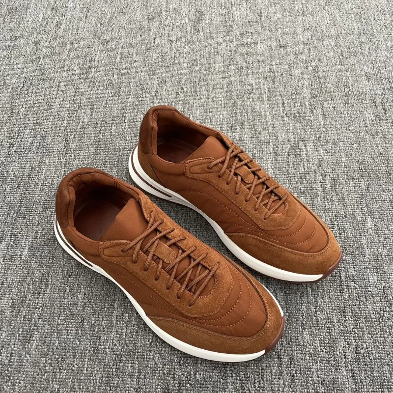 New product stream casual men's shoes, beef suede splicing washing water cloth thick-soled lace-up 100 casual shoes view 5