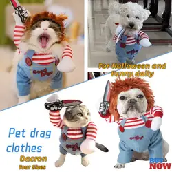 Halloween Dog Costumes Funny Pet Clothes Adjustable Dog Cosplay Costume Sets Novelty Clothing For Medium Large Dogs Bulldog Pug