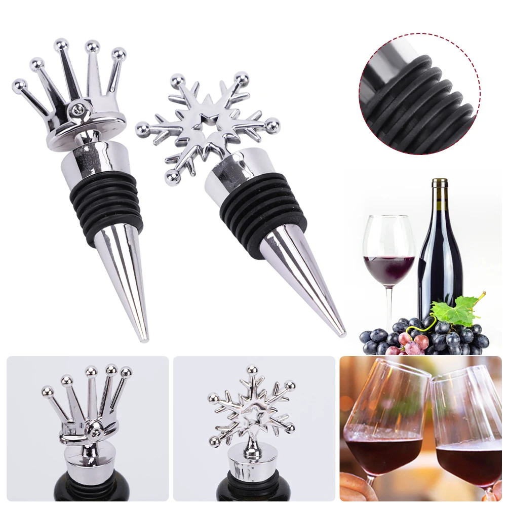 Plastic Wine Bottle Stoppers Snowflake Crown Christmas Wine Caps Reusable Wine Saver Bottle Sealer Airtight Plug Xmas Wine Cork