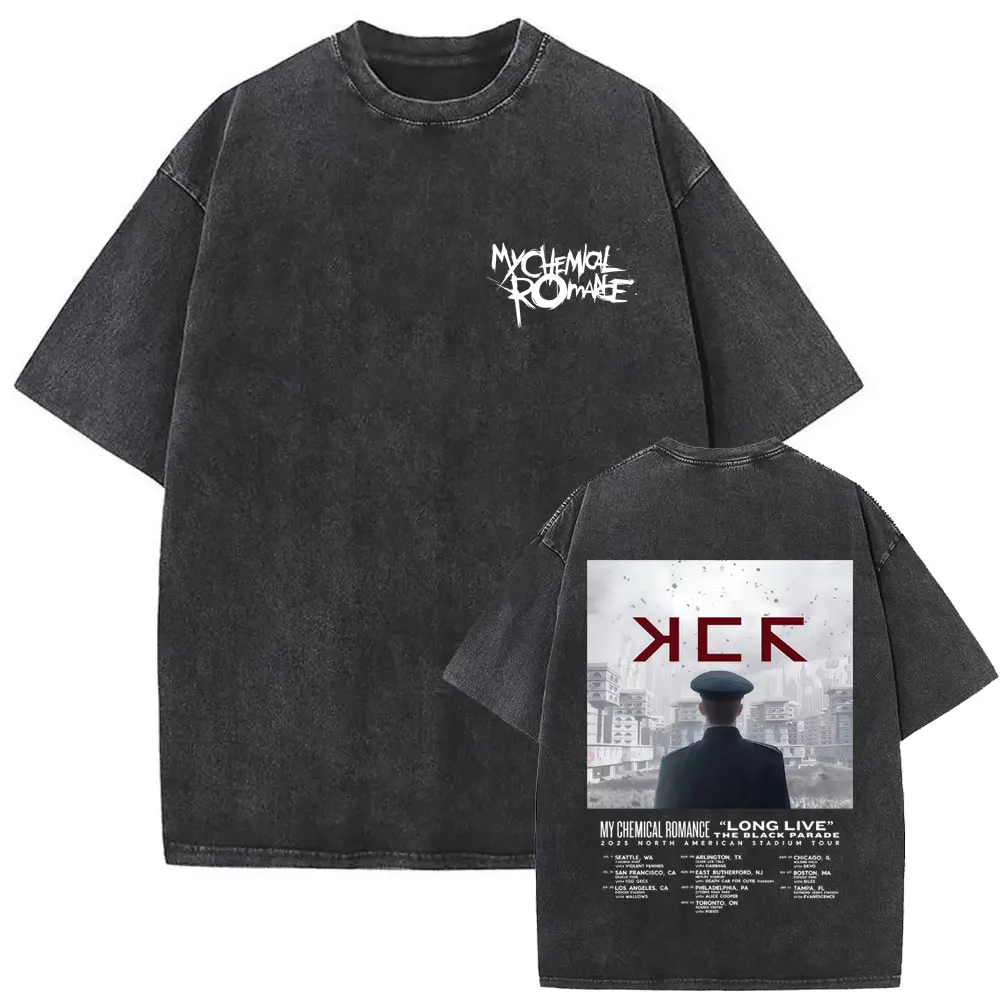 

Limited Punk Band My Chemical Romance South America 2026 Tour Washed Vintage T-shirts Men Women Rock Emo Oversized T Shirts Tops