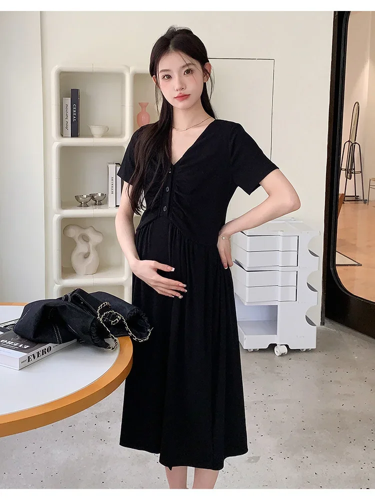 Maternity Long Nursing Dress Summer Fashion A Line Loose Clothes for  Pregnant Women OL Pregnancy Clothing Mother - AliExpress 1501