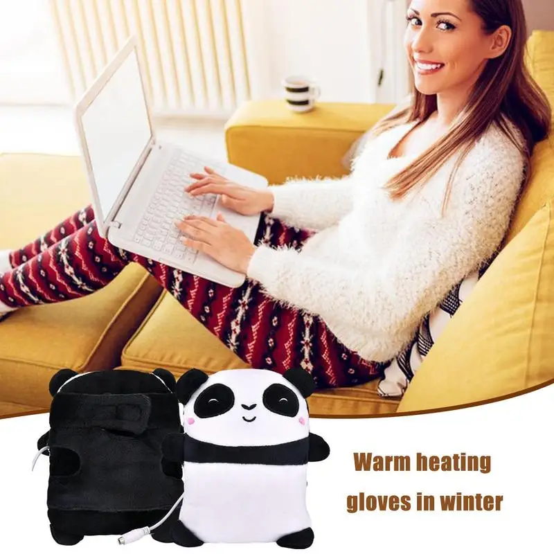 

Fingerless Gloves Thermal Fingerless Gloves Panda Bread Mittens USB Powered Fingerless Heated Gloves Half Wearable Heated Typing