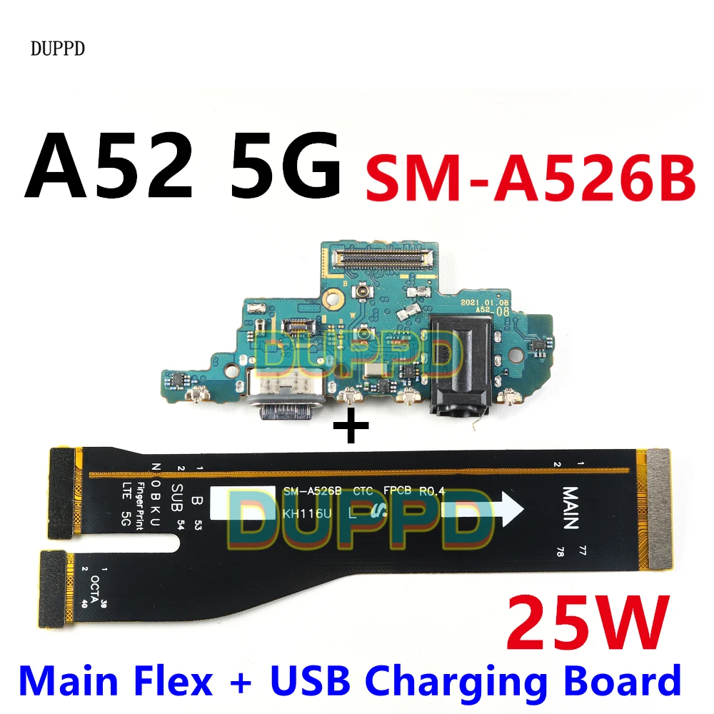 

USB-порт для зарядки, разъем для док-станции, основная материнская плата, гибкий кабель для Samsung Galaxy A52 5G A526B A526 25 Вт