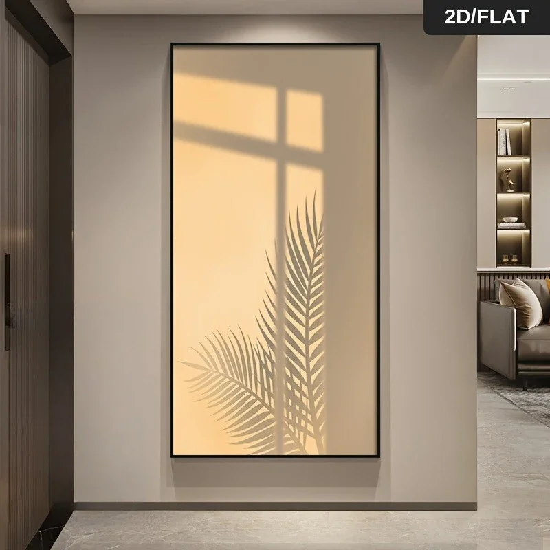 1pc frameless Canvas Painting 2D Flat Creative Abstract Leaf Shadow Canvas Wall Art - Frameless Modern Artistic Canvas Prints fo
