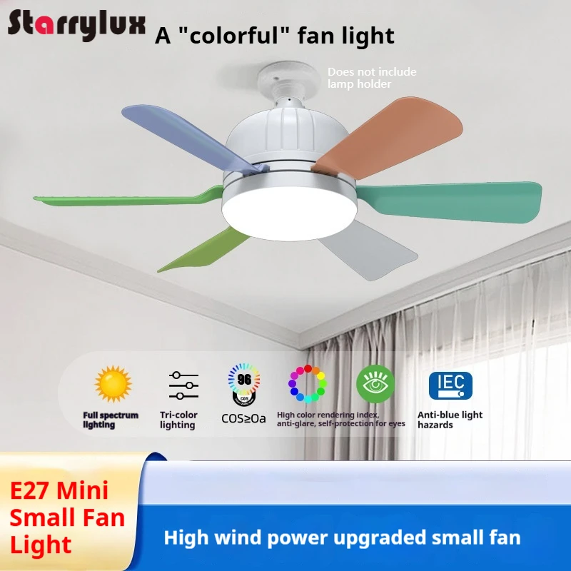 

LED Fan Quiet Light E27 Detachable Blade Ceiling Fan Light for Dining Room Bedroom Remote