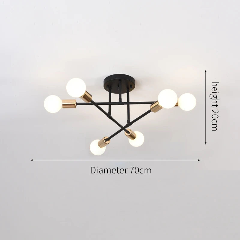 ludengchaoshi Retro Industrie Schmiedeeisen Material 6 Köpfe LED Deckenleuchte Home Leuchte Moderne Wohnzimmer Licht E27 Dekoration Licht 3