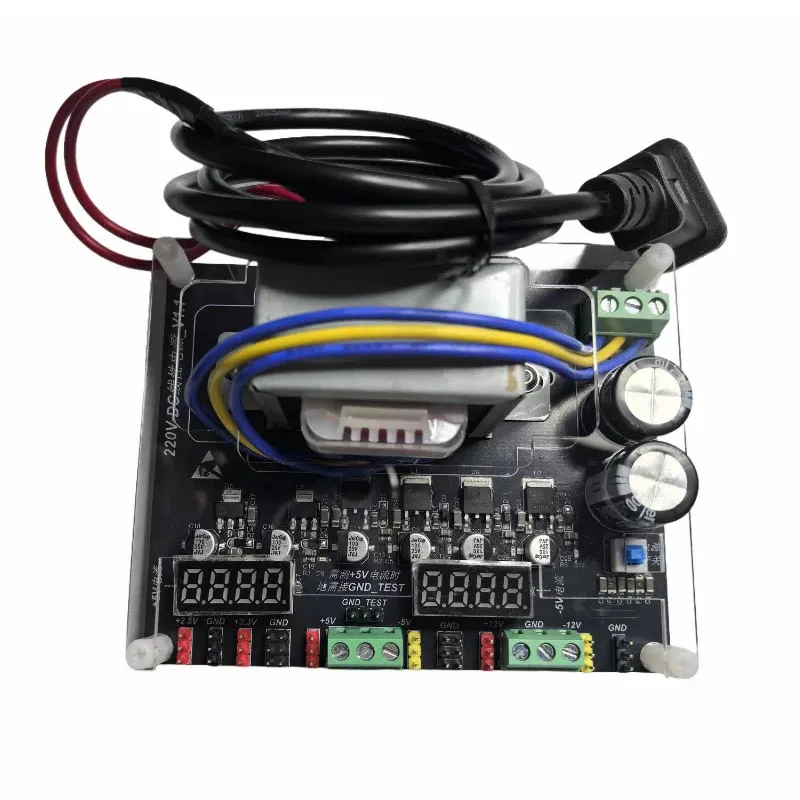 AC-DC Linear Power Supply Module 220V Input 6-Channel DC Output ±12V ±5V 3.3V 2.5V, Current Test for ±5V Rail with LED Display