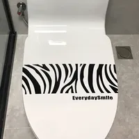 Zebra Stripes Zebra Head Toilet Stickers Waterproof Toilet Cover Waterproof Decals Bathroom Decoration WC Toilet Lid Stickers