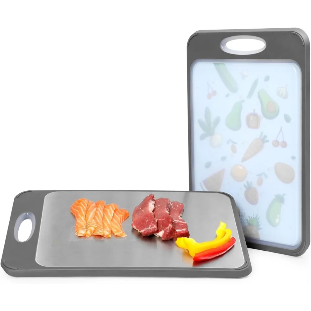 

Cutting Board Double Sided Non Slip, Stainless Steel Cutting Boards for Kitchen,Chopping Boards for Kitchen With Juice Groove Wh