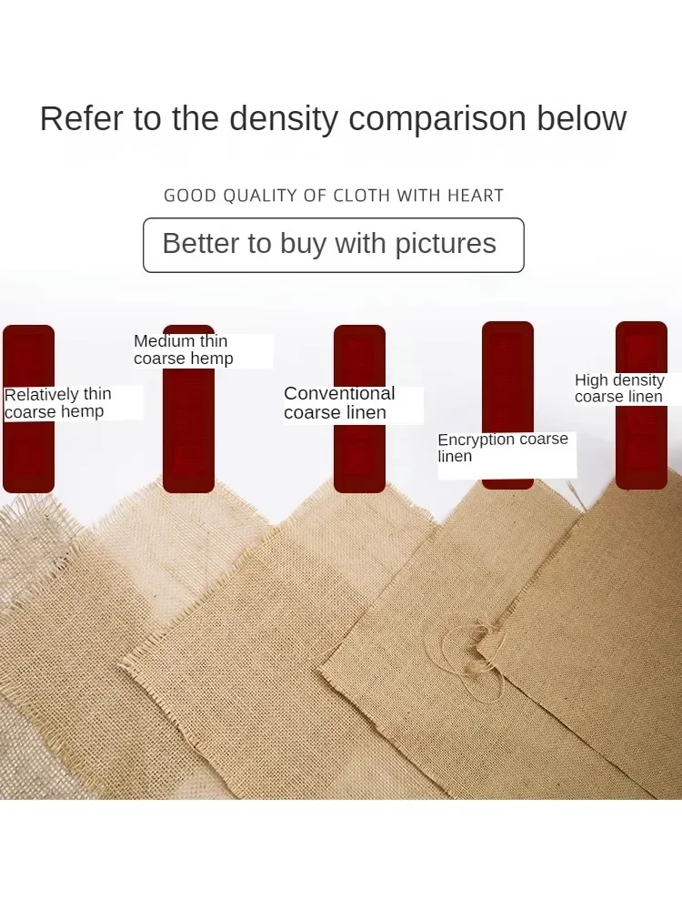 Jute Fabric By The Meter for Tablecloth Bag Upholstery Sewing Plain Wear-resistant Old Coarse Cloth Retro Breathable Hydrophobic