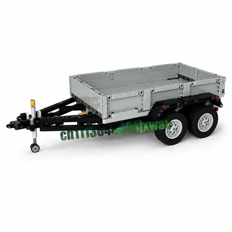 688PCS Double Axle Mechanical Farm Dump Transport Trailer Engineering Attachment Custom Building Blocks Assembly Festival Gifts