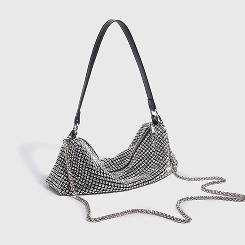 Bolsos de axila para fiesta de noche con diamantes de imitación brillantes para mujer bolsos de diseñador de lujo monederos cadenas de moda bandolera envío gratis llegada rápida 2024