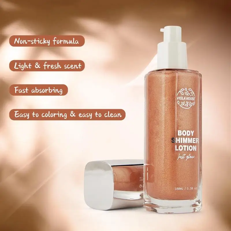 Evidenziatore per il corpo da 100ml lustro a lunga durata illumina Glitter luccicante crema per il corpo evidenziatore bronzer Body shimmer