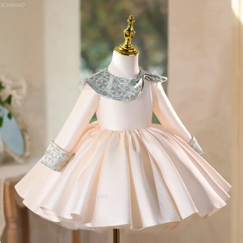 New 2026 Kids First Birthday Princess Dress Party Gown for Host PianoFormal Children Girls Costume Performance Celebration