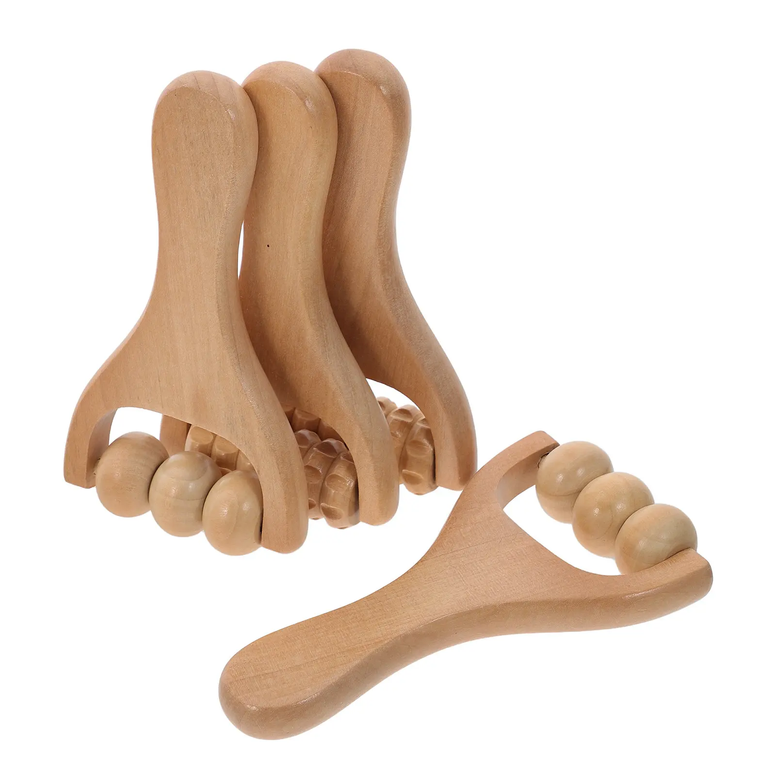 4Pcs Wooden Massage Roller Tool Full Body Handheld Muscle Massager Foot Leg Calf Shin Therapy Pain Relief Self Care Tool