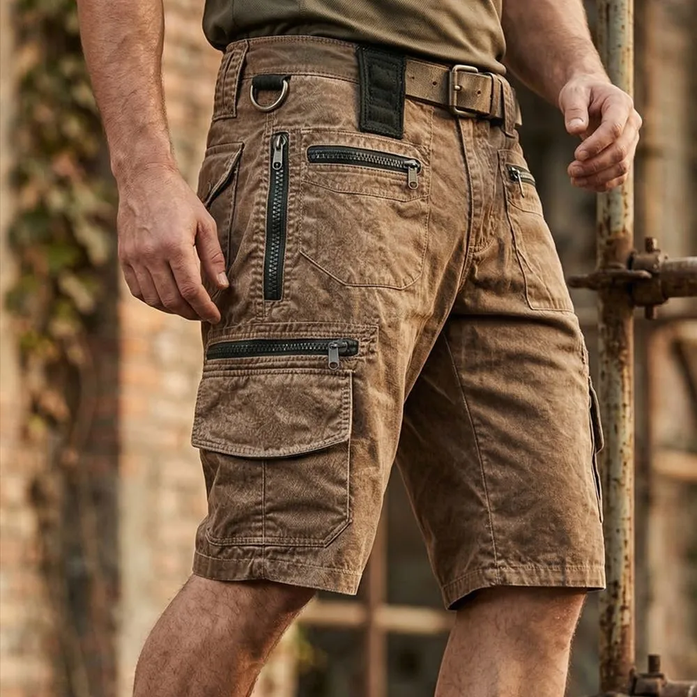 No Stretch Loose Fit Shorts Streetwear with Multi Pocket Summer Only 7 8 Length Summer Men Shorts