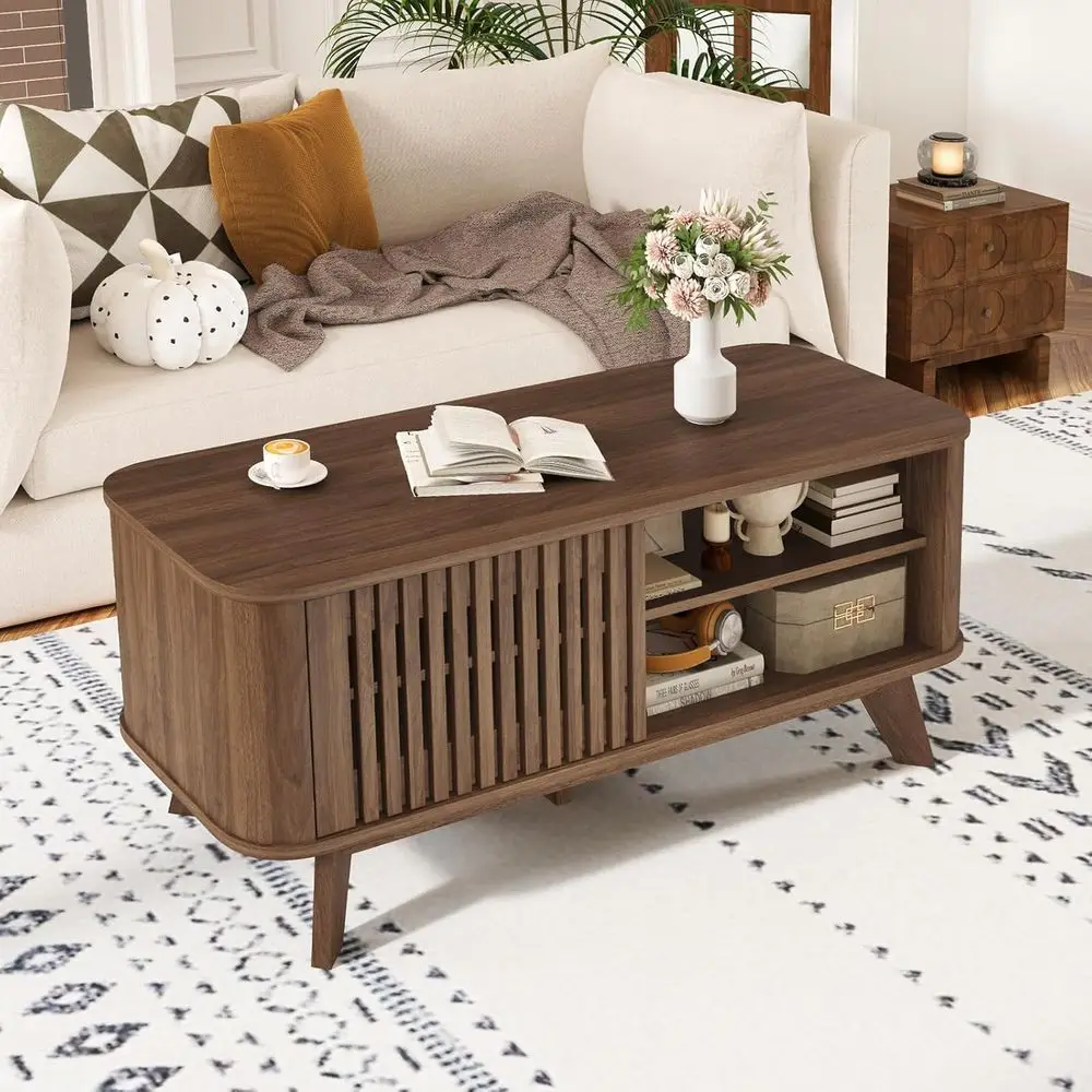 

Coffee Table with Storage, Adjustable Shelves, Luted Design for Living Room, Bedroom