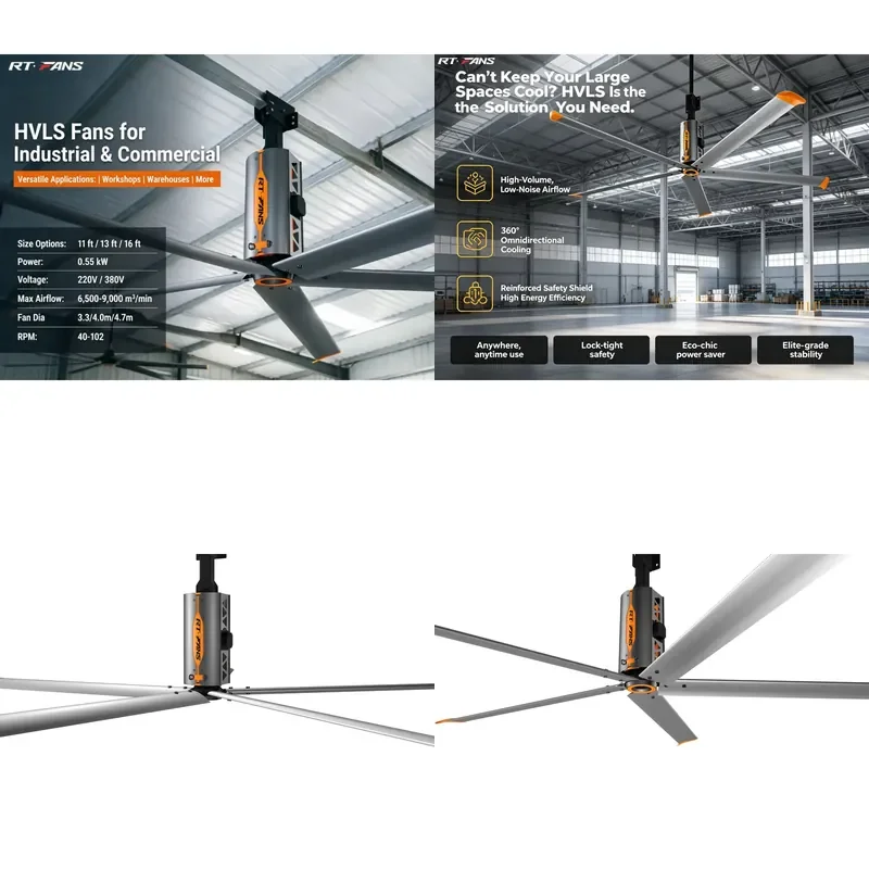 

11ft 14ft 16ft HVLS Ceiling Fan 220V/380V Energy Saving High Airflow Industrial Fan Factory Warehouse Gym Commercial