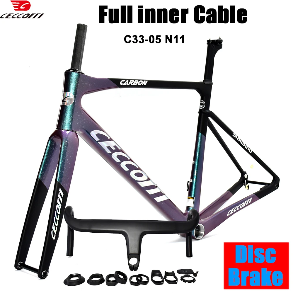 T1000 Carbon Fiber Road Bike Frame Lightweight Aerodynamic T47 Bottom Bracket Internal Cable Routing 700x32C Tire Compatible