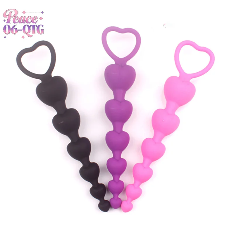1PC Heart Beads Soft Anal Plug Anus Toys Big Balls Silicone G-Spot Stimulating For Couples Butt Plug Adult Sexy Anal Masturbator