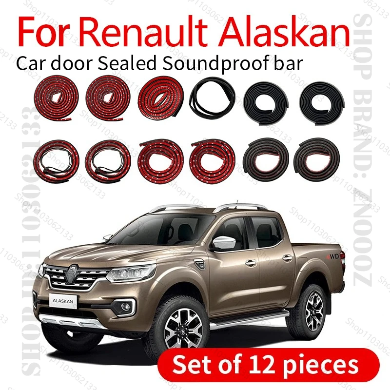 

For Renault Alaskan Car Door Seal Strip Rubber Double Layer Sealing Protector Soundproof Strip Dustproof Seal Strip 12PCS Set