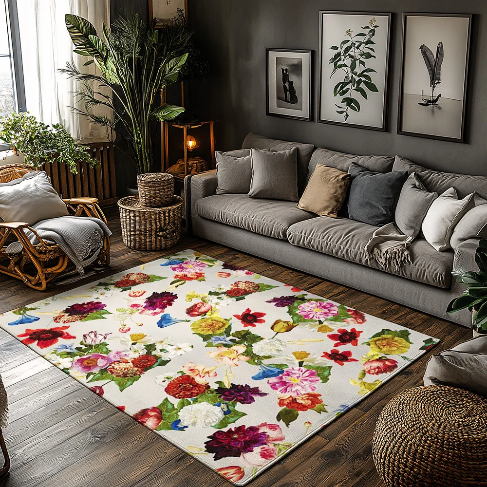 

Floral Area Rug Vintage Persian Carpet Bohemian Home Decor Living Room Bedroom Floor Mat Washable Non Slip Modern Rugs