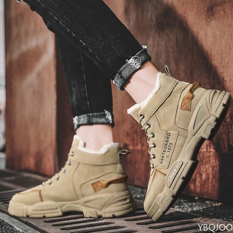 Fashionable versatile workwear high top men's shoes autumn winter new items men's cotton shoes warm casual anti slip snow boots view 5
