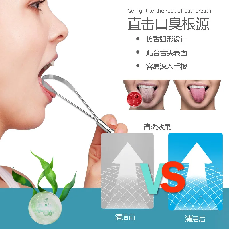 

Tounge Scraper Stainless Steel Tongue Scraper Oral Tongue Cleaner Brush Tongue Toothbrush Oral Hygiene Metal Tongue Brush