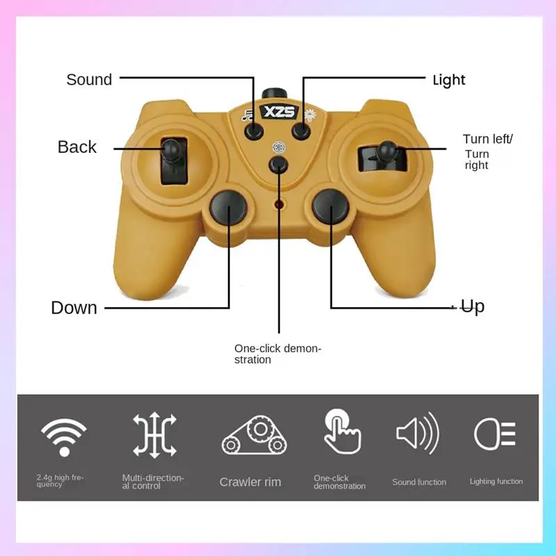 AB25-1:24 2.4Ghz 9 Channels Remote Control Tractor Toy Bulldozer RC Aluminum Alloy Engineering Tractor Toys For Kids