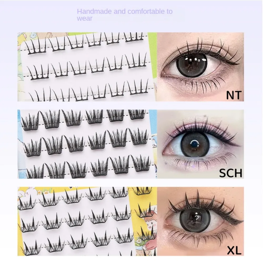 젤리 글루 스트립으로 분할된 인조 속눈썹 다양한 스타일 DIY 가짜 속눈썹 글루 프리 수제 속눈썹 클러스터 파티 용품