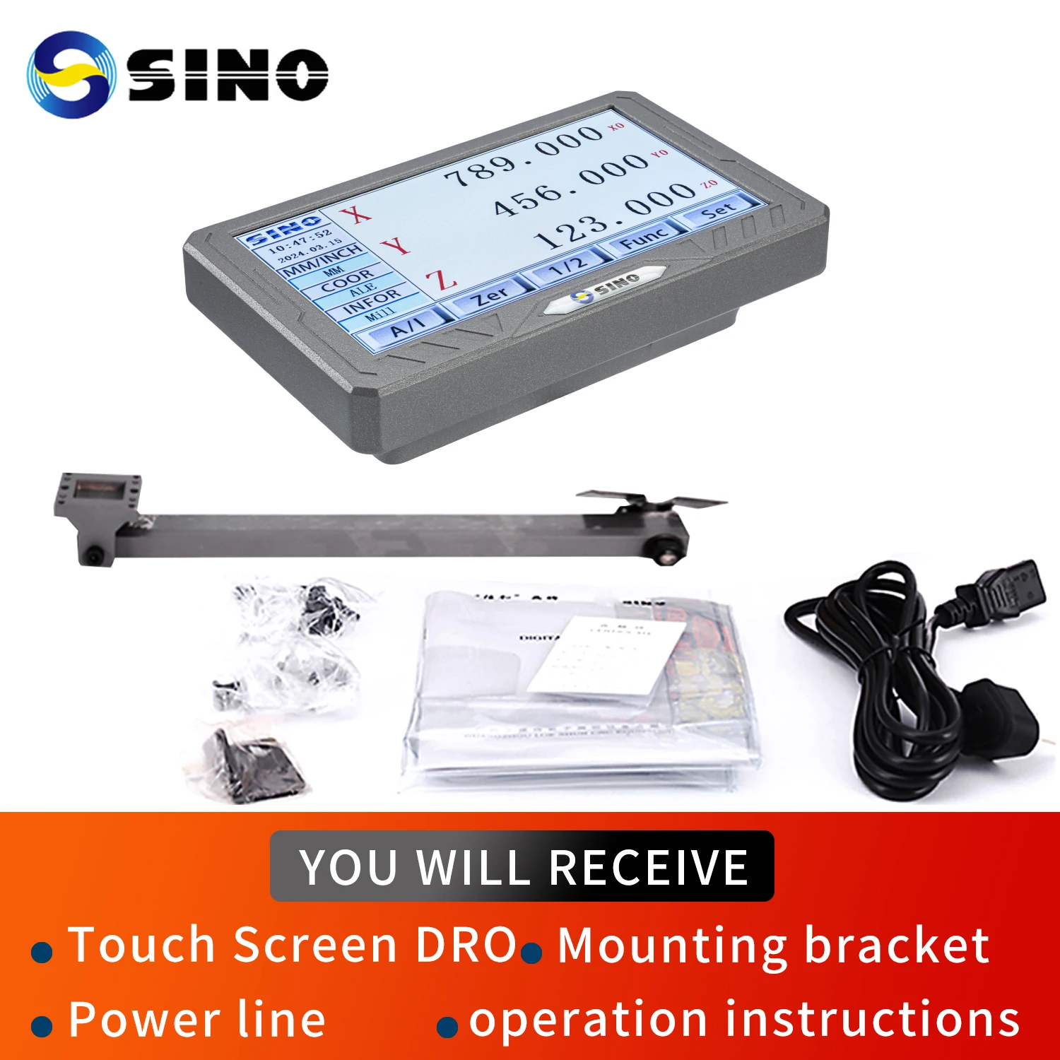 Touch Screen 3 Axis LCD Digital Readout Supports 5 Language DRO Display Big Screen For Lathe Grinder Millilling