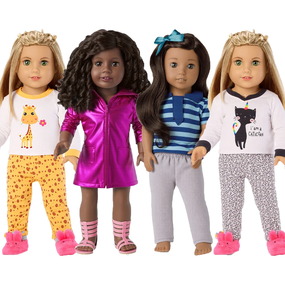 4 pezzi di nostra generazione vestiti per bambole pigiami abiti pantaloni tute pagliaccetto paillettes accessori per bambole moda giocattoli per bambini rinati