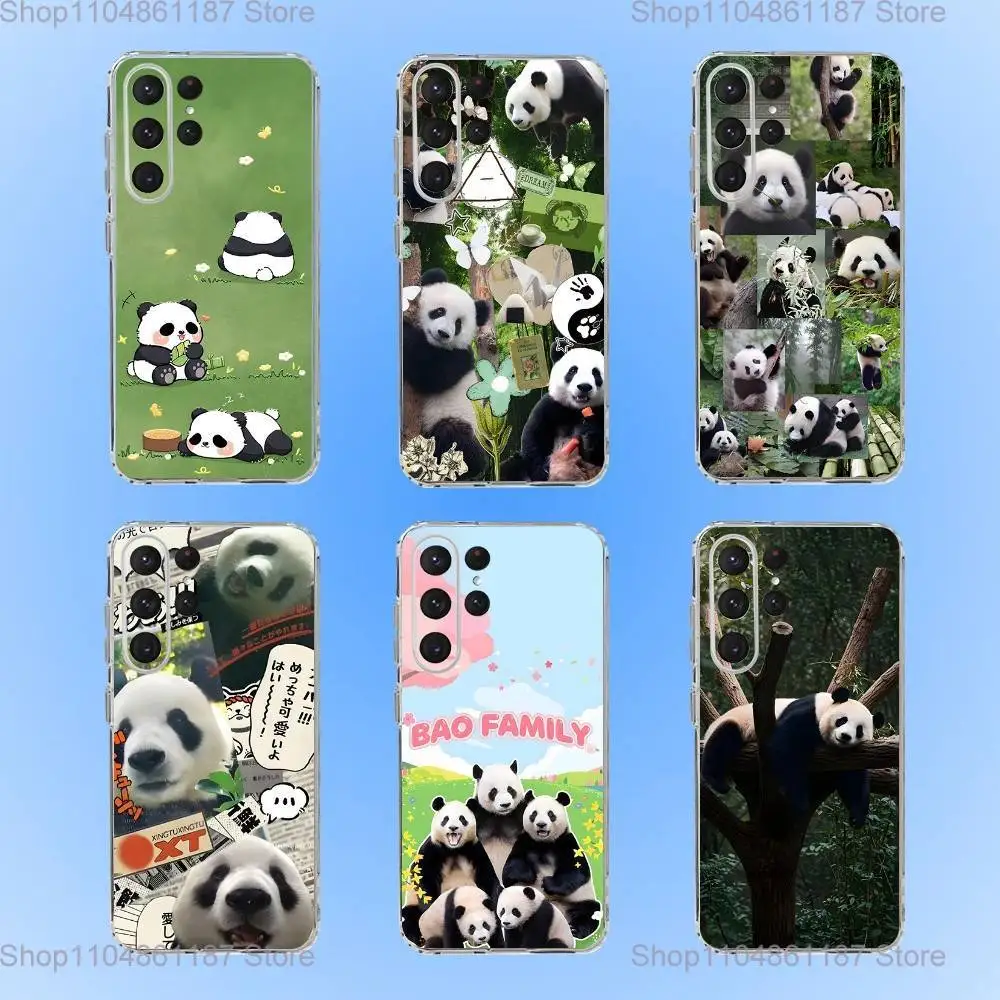 

Cute Panda Fubao Phone Case For Samsung S24,30,21,22,23,20 FE,lite,PIus,Ultra,5G,Note,9,10 Transparent Cover