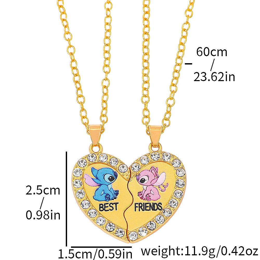 2 قطعة غرزة الملاك أفضل أصدقاء العسل الحب قلادة قلادة ، سلسلة المختنق ، كسر القلب ، BFF ، هدايا مجوهرات الصداقة الجيدة