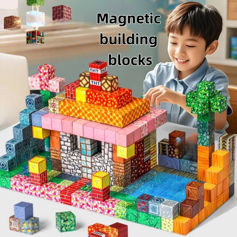 

Magnetic Building Blocks Mine World Magnet Cube Set for Boy Girl Kid Age 3+ DIY Model Children Stem Sensory Educational Toys