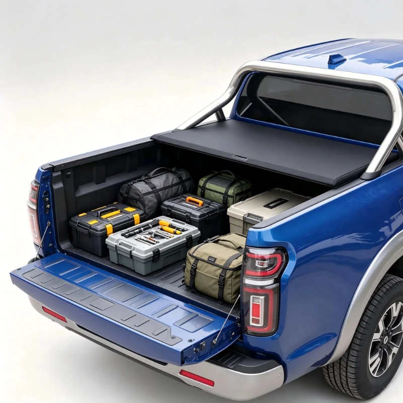 Roll up Pickup Truck Tonneau Cover Waterproof Dustproof Heavy Duty Rear Bed Cover for Mid Size Trucks