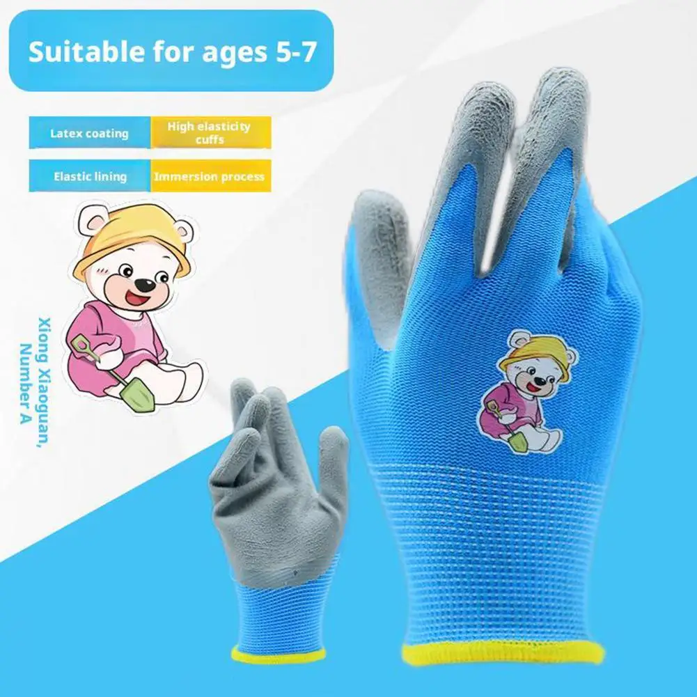 Gardening Gloves Kids Durable Waterproof Garden Work Gloves Non-Slip Children Safety Yard Work Gloves Portable Garden Supplies