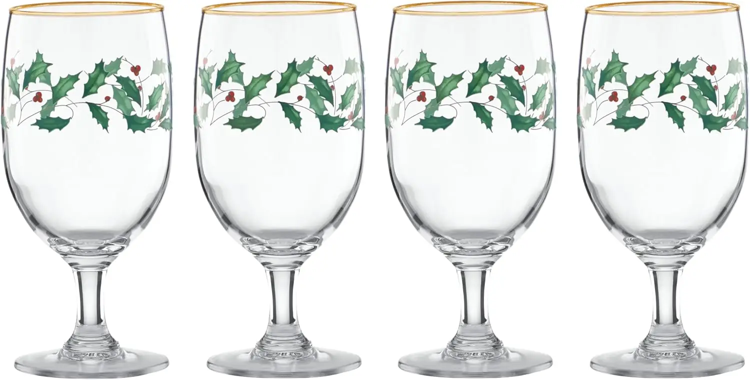 

849606 Holiday 4-Piece Iced Beverage Glass Set, Christmas Dinnerware, Hosting