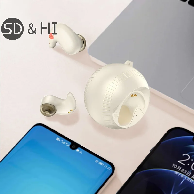 Wireless Bluetooth 5.3 Earphone With Hanging Rope In Ear Sleep Earbuds TWS IPX5 Waterproof Headphones For Sports Running Yoga