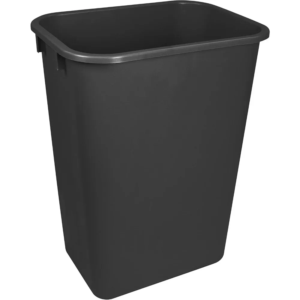 Large 10.25 Gallon Trash Bin – Plastic Garbage and Waste Bin for Office and Home, 15 x 11 x 20.75 Inches, Obsidian, 4-Pack