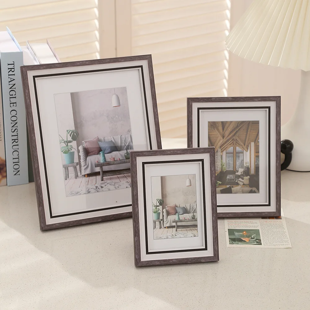 

Creative color matching imitation wood photo frame table hanging wall business imitation wood photo frame table office desktop