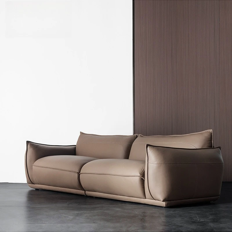 

Postmodern simple luxury three-person office living room small apartment leather sofa