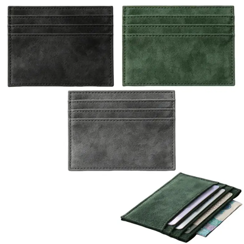 Suede Slim Card Holder With Multiple Card Slots Credit Bank Card Small Man Purses Perfect For Daily Commute Business Travel