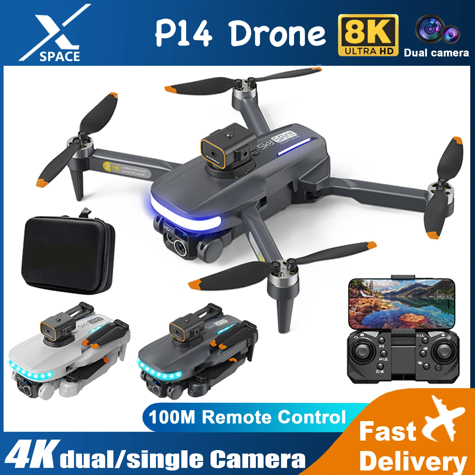 

New P14 Mini Drone 4k Profesional 8K HD Camera Obstacle Avoidance Aerial Photography Optical flow Foldable Quadcopter Gifts Toys