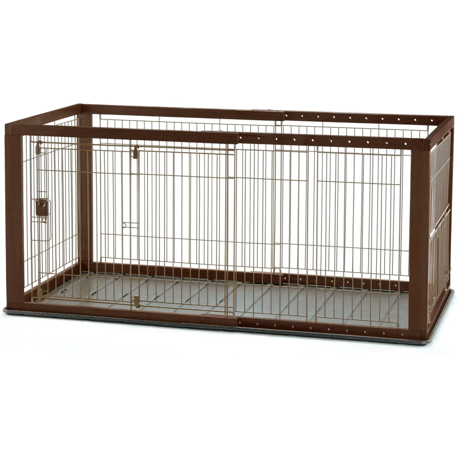 US Expandable Pet Crate with Floor Tray, Medium, Dark Brown