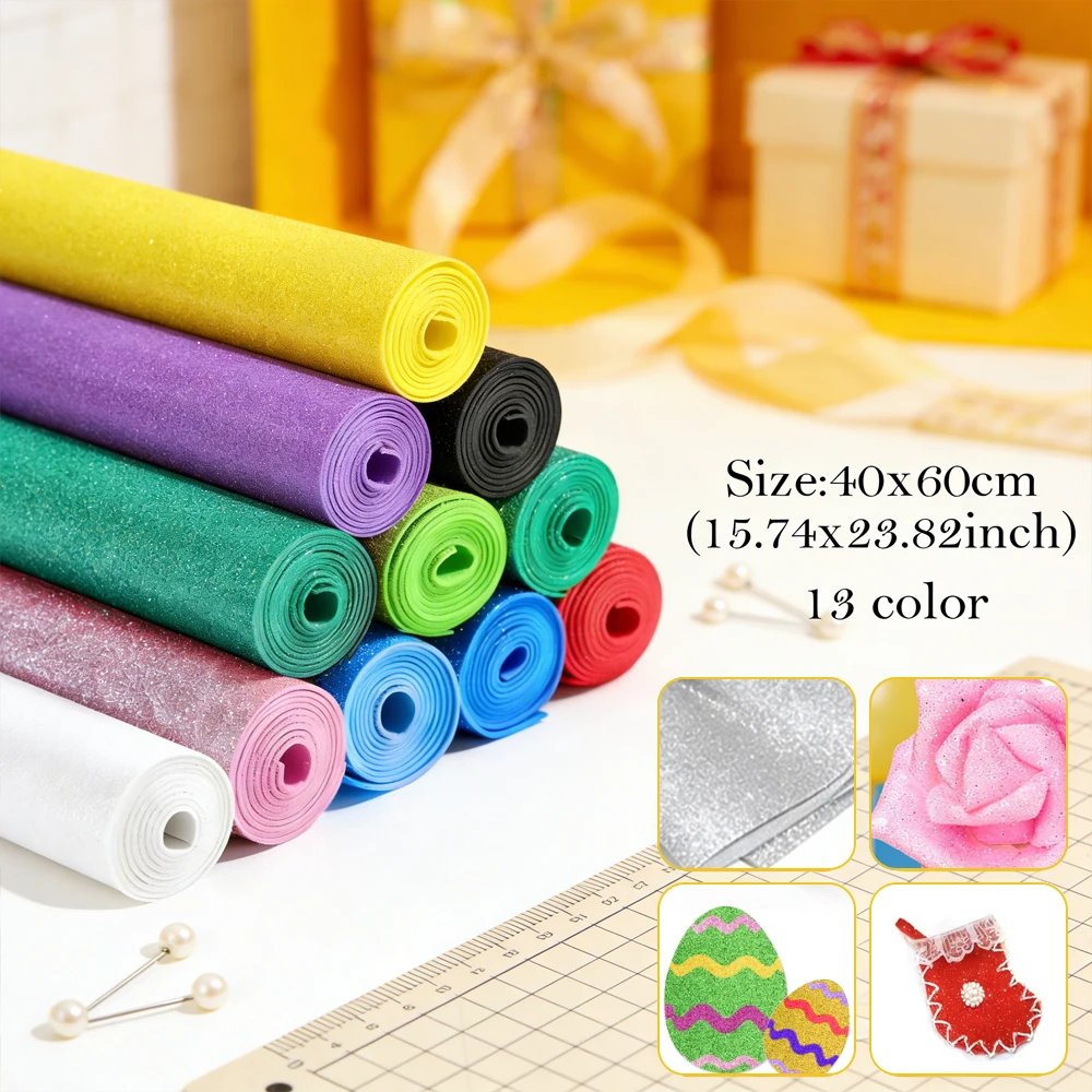 1pcs Sparkling Golds EVA Foam Board 40x60cm, Non-Adhesive Glitter Sheet for Handmade Decor, Gift Wrapping & Creative Projects ﻿